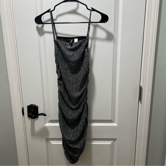 Black Glitter Sparkly Mini Dress Size Small - Picture 1 of 4